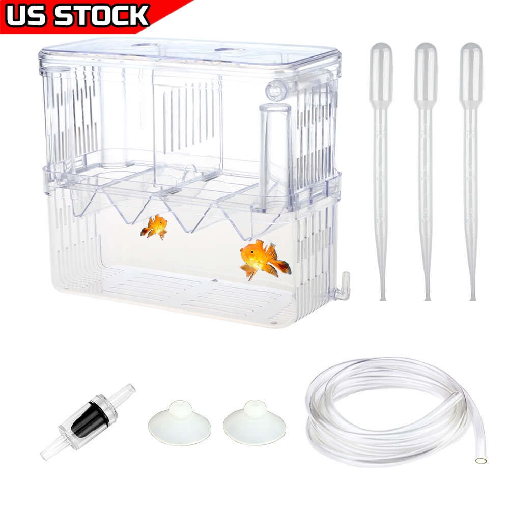 Senzeal Plastic Fish Isolation Box Multi Functional Breeding Hatchery Incubator Box with 3pcs Pasteur Pipette 